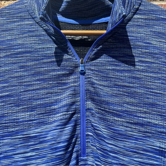 UNDER ARMOUR Mens 1/4 Zip Fitted Pullover Long Sleeve Blue HeatGear Size Large - Picture 2 of 8